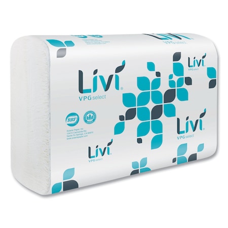 Livi Multifold Paper Towels, 1 Ply, 2200 Sheets, 1935 ft, White 50861